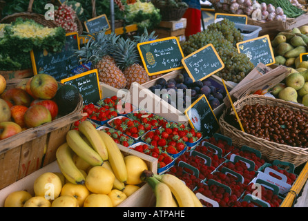 vegetables and fruit on sale in the market Arles Provence France Stock Photo