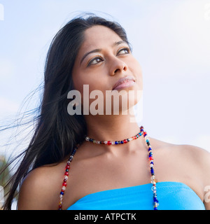 Close-up of a young woman thinking Stock Photo