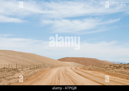 Road and desert in Namaqualand South Africa with mountains Stock Photo