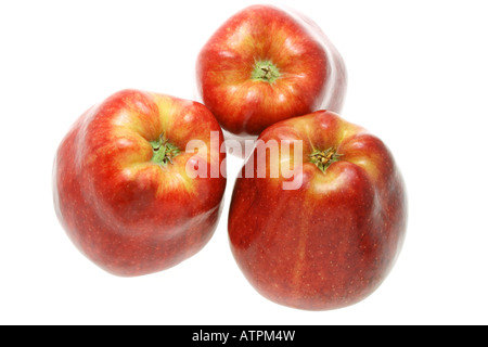 Underside of red apples on white background Stock Photo