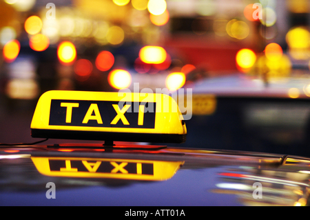 taxi stand in Vienna, luminous taxi sign Stock Photo