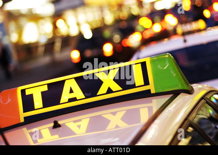 taxi stand in Vienna, luminous taxi sign Stock Photo