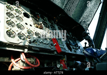 Cockpit in the Westland Whirlwind Sikorsky S55 on exhibit at Tangmere Military Aviation Museum at Tangmere Stock Photo