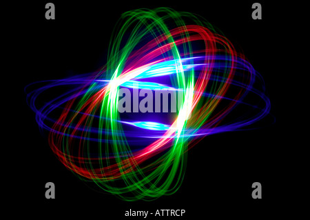 Abstract physiogram pattern made with three coloured lights Stock Photo
