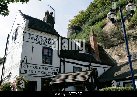 ye olde trip to jerusalem most ancient inn in england pub castle road nottingham england beneath castle rock Stock Photo