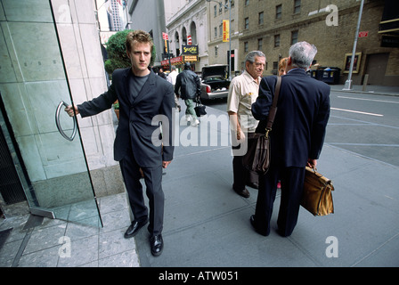 Hotel doorman, midtown Manhattan Stock Photo