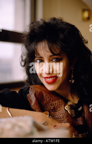 The late Israeli hebrew singer and musician Ofra Haza in London in England in Great Britain in the United Kingdom Stock Photo