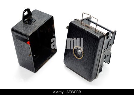 inside Antique black box camera Stock Photo