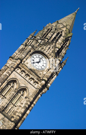 The clock tower of Rochdale Town Hall. Rochdale, Greater Manchester, United Kingdom. Stock Photo