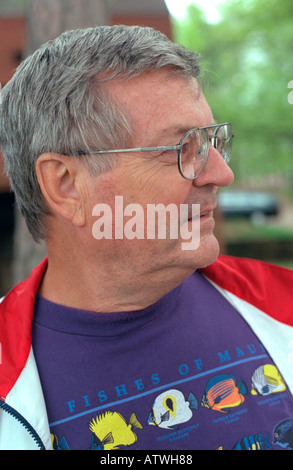 Thoughtful handsome older mature man age 62. Nisswa Minnesota USA Stock Photo