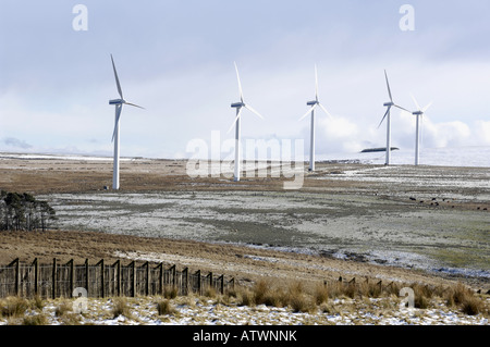 Windfarm green energy production Wind turbines Scottish borders scotland Stock Photo