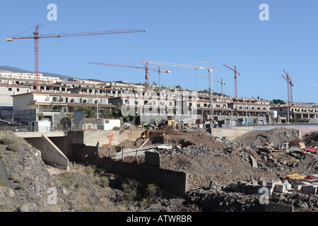 Building new apartments on a construction site above Playa Arena near Los Gigantes, Tenerife, Canary Islands Stock Photo