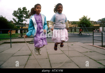 School playground at breaktime primary school South London Stock Photo