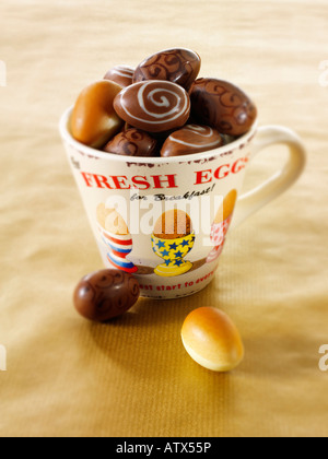 food photo of Mini chocolate traditional easter eggs Stock Photo