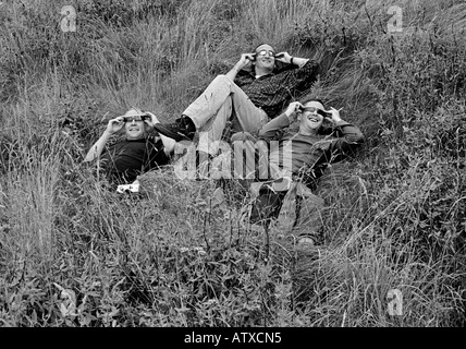 The Total Solar Eclipse of August 11 1999 is watched by crowds at Berry Head near Torquay in Devon England Stock Photo