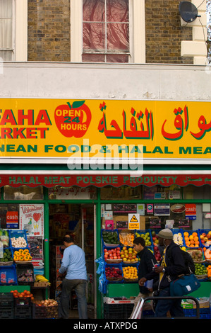 Shop selling Arabic and Polish produce King s Street Hammersmith W6 London United Kingdom Stock Photo