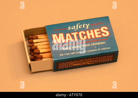 Open box of safety matches Stock Photo