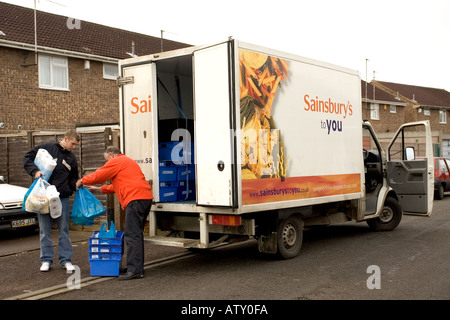 Sainsbury's online shopping home delivery van in a U.K. town Stock ...