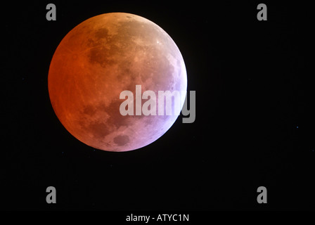 Total lunar eclipse taken through proffesional class telescope on 03/03/2007 Stock Photo