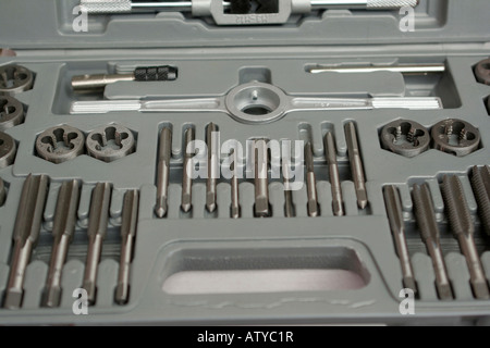 Mechanics Tap and Die set Stock Photo