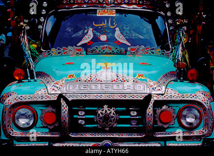 'A typical ornate truck on the Karakoram highway in Pakistan.' Stock Photo