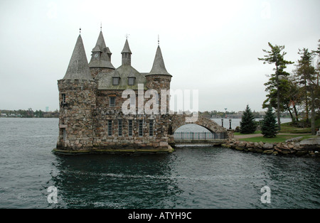Boat house at Boldt Castle on one of the 1000 islands, St Lawrence River, Canada.