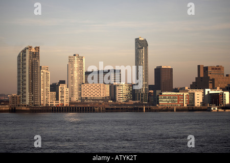 Liverpool skyline has seen from over the River Mersey Capital of culture 2008 Stock Photo