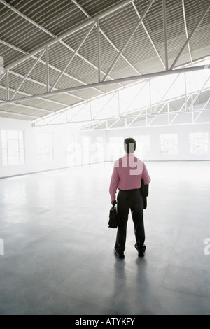 Rear view of a businessman holding a briefcase Stock Photo