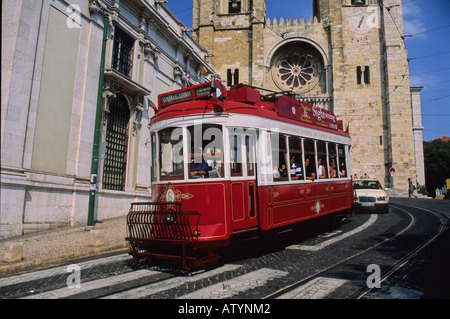 Historical tram Lisbona Portugal Europe Stock Photo