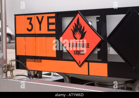 Warning signs on Chemical Road Tanker Stock Photo