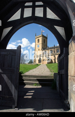 Parish Church at Rothwell Leeds View through the church gates Stock Photo