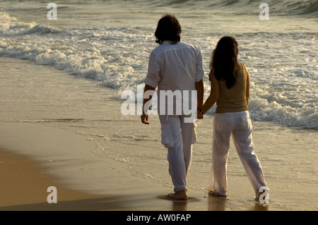 Couple walking on the beach Beirut Lebanon Middle East Asia Stock Photo