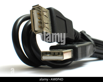 USB Computer Connection Cable Isolated on White Stock Photo