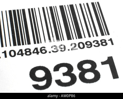 Barcode Identification Label and Numbers Stock Photo