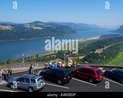 Stock Image of the Columbia River looking east from the Crown Point Vista House overlook Stock Photo