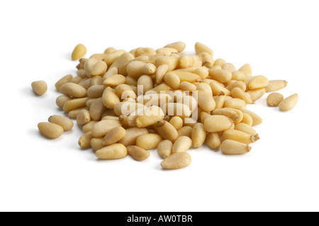 Pine Nuts on white background Stock Photo