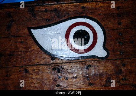 Cyprus Old Traditional Wooden Boat with Eye Painted on for Protection Stock Photo