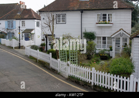 18th century brick and 16th-17th century timber cottages on Park Lane, village of Cheam, London, Surrey Stock Photo