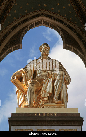 Statue of Prince Albert Queen Victorias husband Kensington Garden London The Albert Memorial England Stock Photo