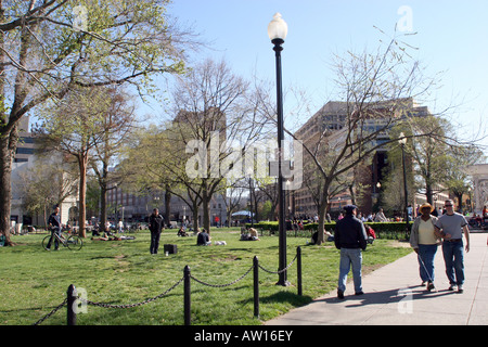 People enjoying the park at Dupont Circle in Washington DC Stock Photo