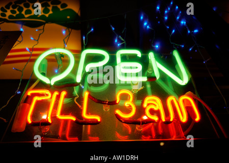 Open till 3am neon sign Stock Photo