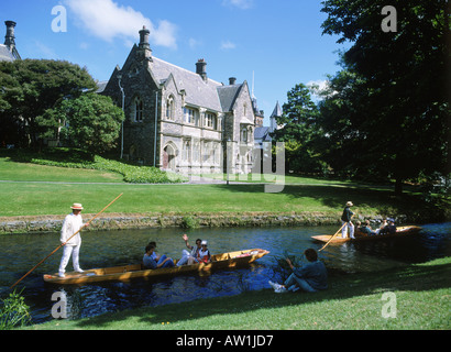 Punting on the Avon River in Christchurch. New Zealand Stock Photo