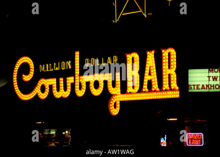 WY Million Dollar Cowboy Bar in Jackson Hole near Grand Teton National Park neon sign nightlife Stock Photo