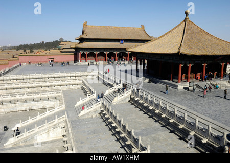 Zhonghe Dian and Baohe Dian in Forbidden City Beijing China. 03-Mar-2008 Stock Photo