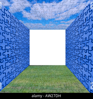 Environment Puzzle Box With Sky And Grass Stock Photo