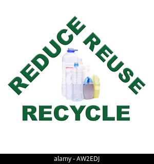 Reduce-reuse-recycle concept series - plastic containers Stock Photo