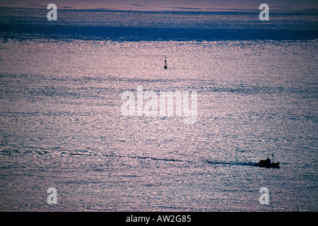 Trawler in the straits of Gibraltar Morocco Stock Photo