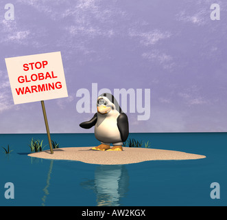 Symbol picture for the melted polar caps and icebergs as effect of climate warming Stock Photo