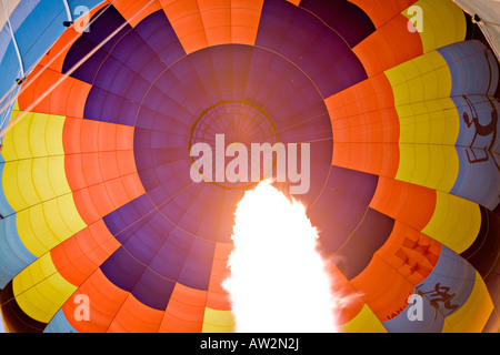 Hot air balloon warming flame in Namib Desert Naukluft NP Namibia Stock Photo