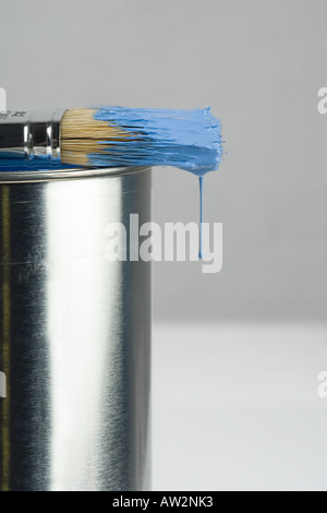 Paint dripping of a paintbrush Stock Photo